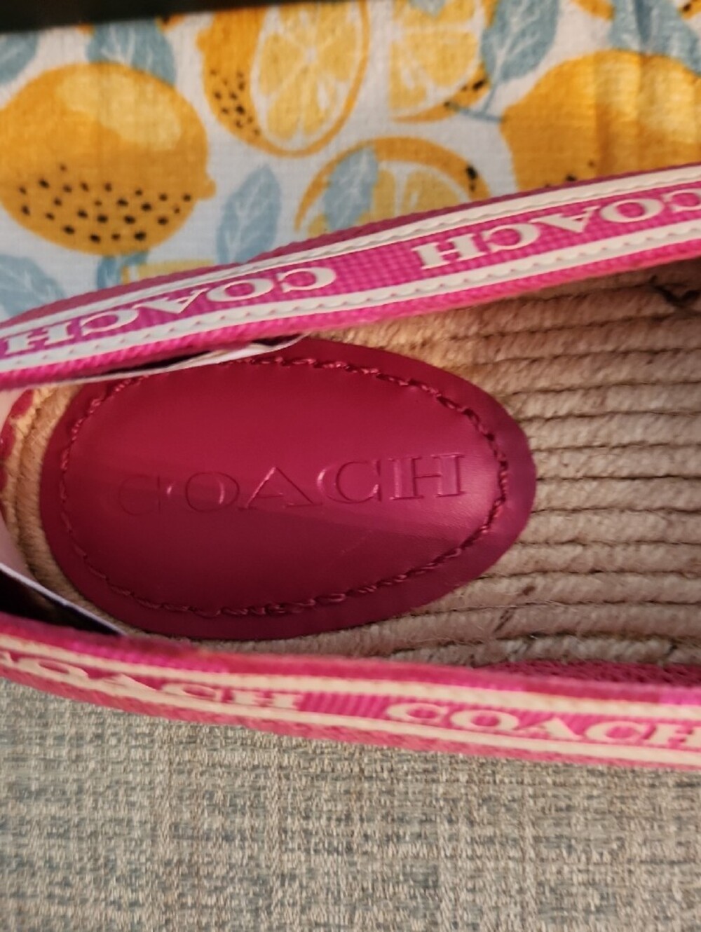 Coach Women's Coral Pink Espadrille Slip-Ons - Picture 9 of 12